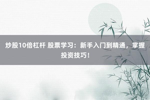 炒股10倍杠杆 股票学习：新手入门到精通，掌握投资技巧！