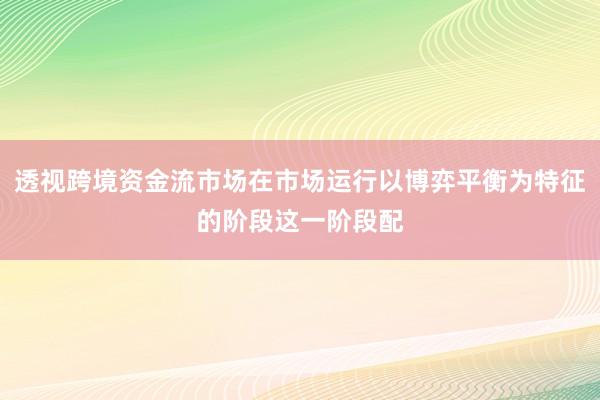 透视跨境资金流市场在市场运行以博弈平衡为特征的阶段这一阶段配