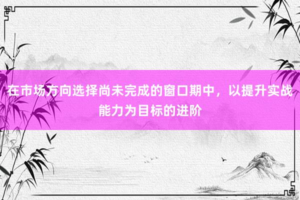 在市场方向选择尚未完成的窗口期中，以提升实战能力为目标的进阶