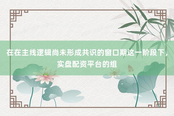 在在主线逻辑尚未形成共识的窗口期这一阶段下，实盘配资平台的组