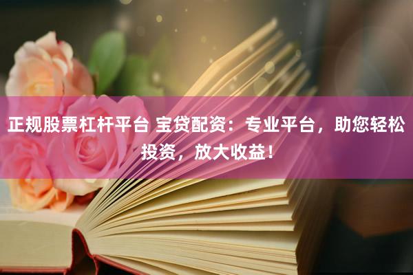 正规股票杠杆平台 宝贷配资：专业平台，助您轻松投资，放大收益！