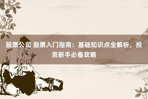 股票公司 股票入门指南：基础知识点全解析，投资新手必备攻略